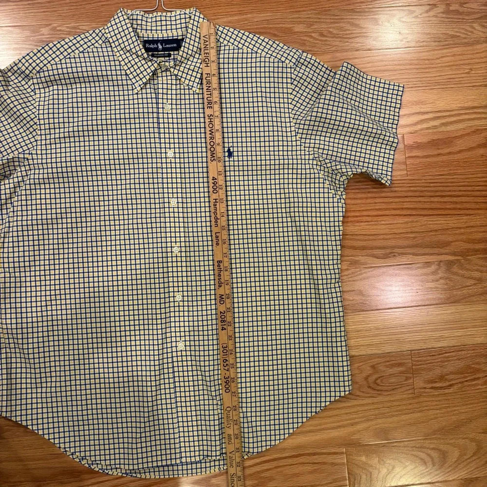 Ralph Lauren Yellow and Blue Casual Button Down Shirt Short Sleeves - Picture 6 of 7